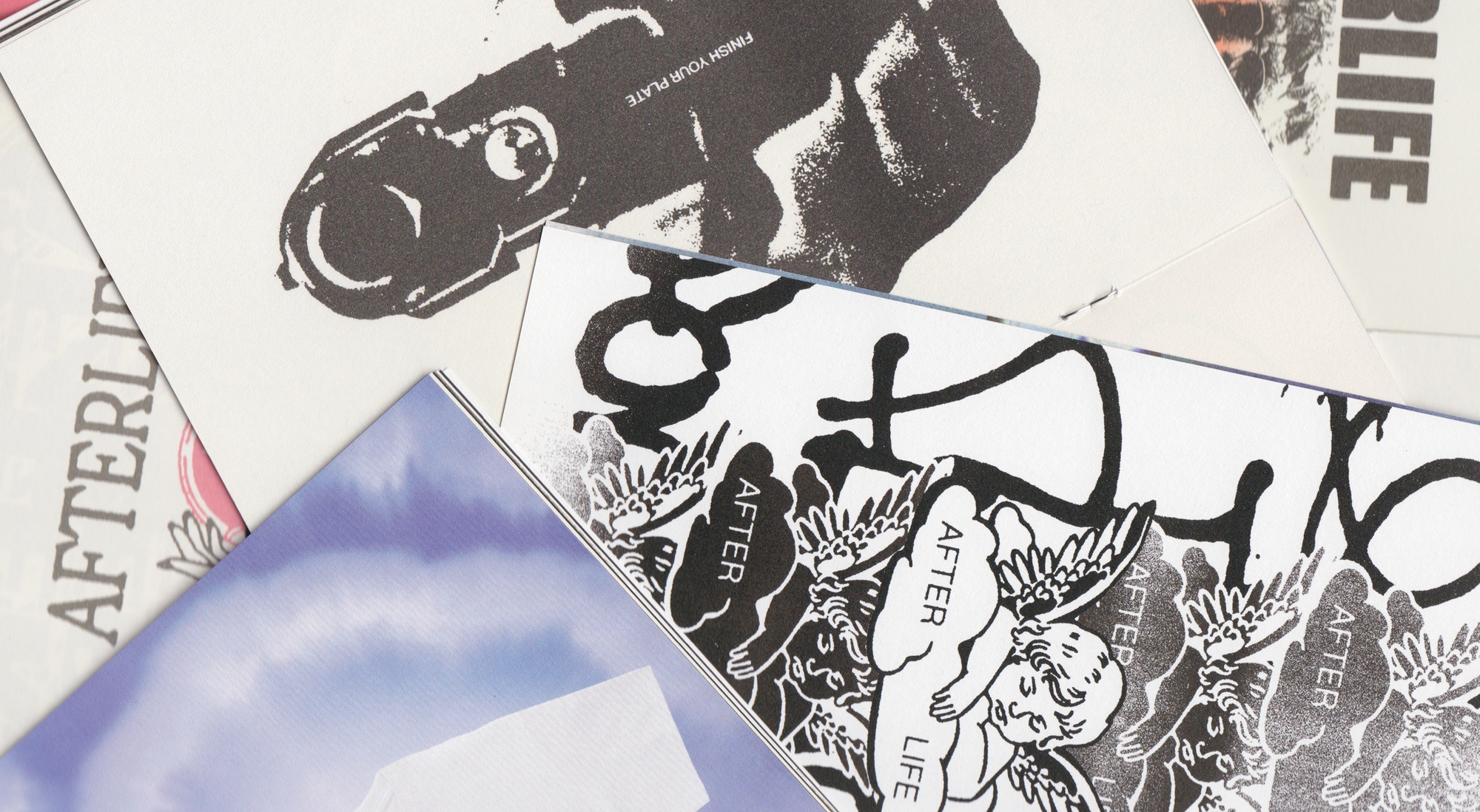 Afterlife - Zine Design - Pile of Zine Covers | Atollon - a design company