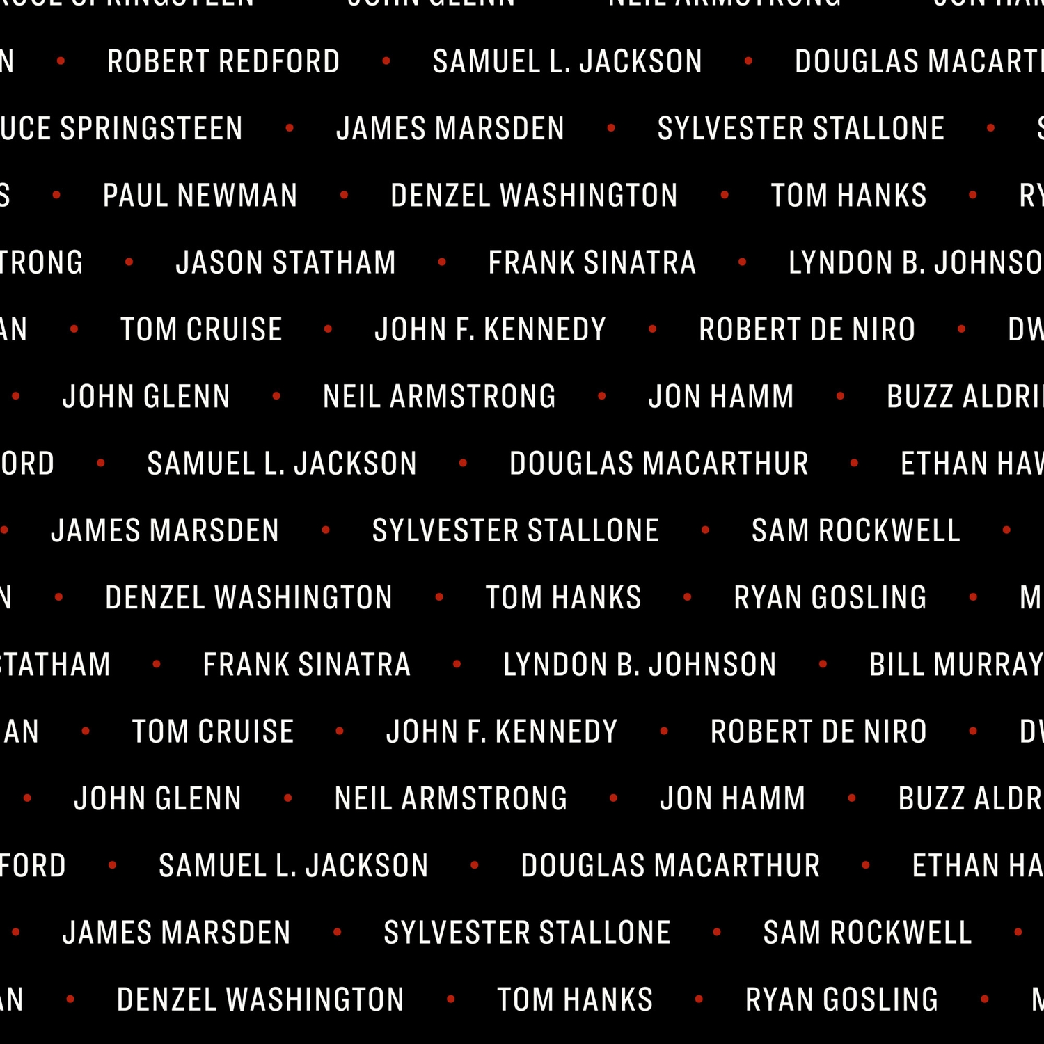 American Optical names graphic listing historic figures associated with the brand