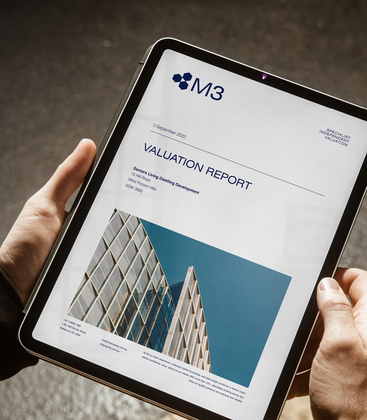 M3 Property - Brand and Website - UX Design iPad Mockup | Atollon - a design company