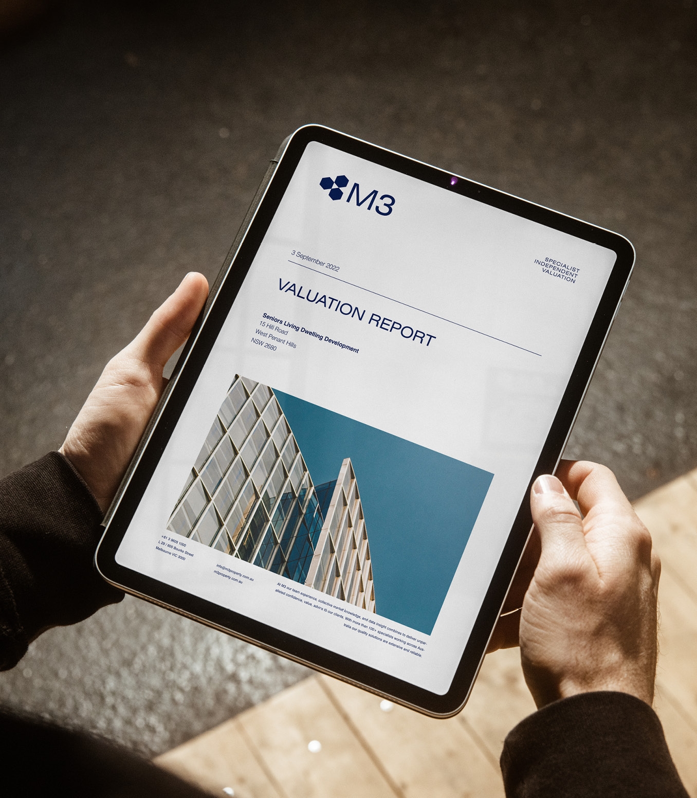 M3 Property - Brand and Website - Digital Valuation iPad Design | Atollon - a design company