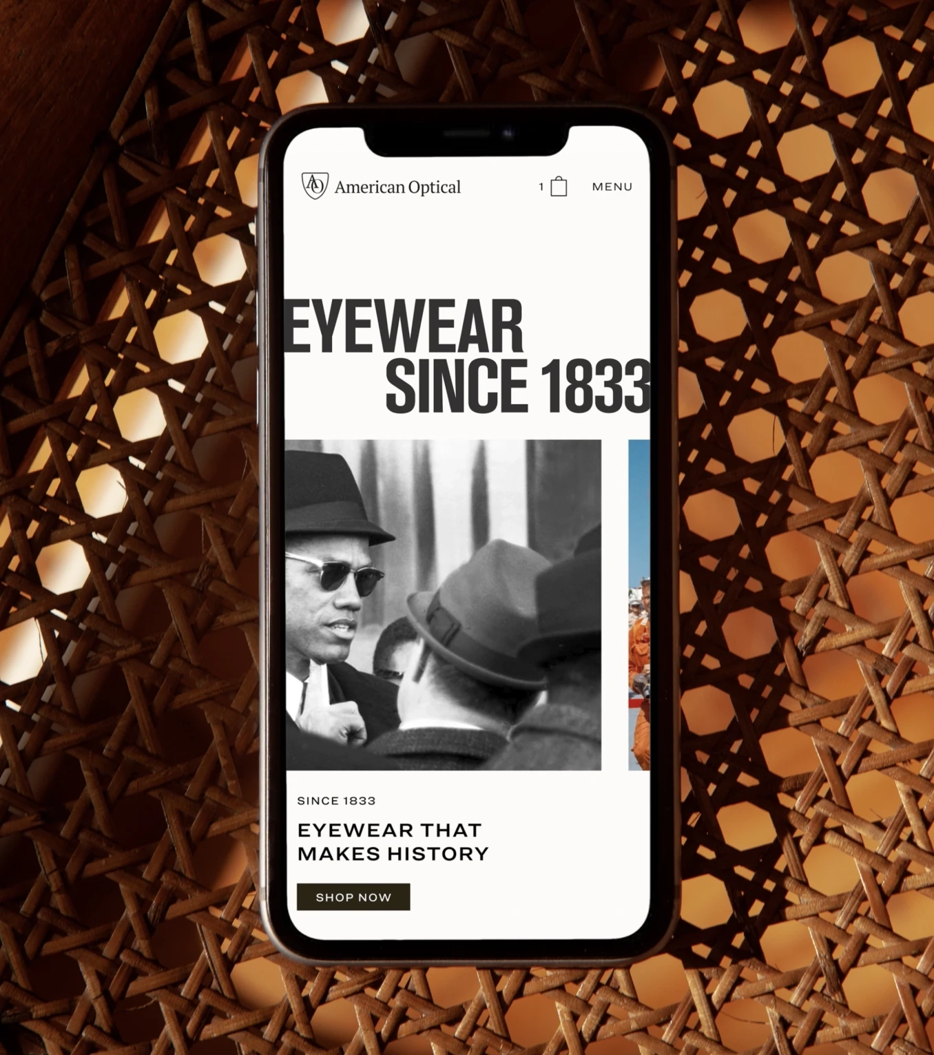 American Optical mobile homepage design